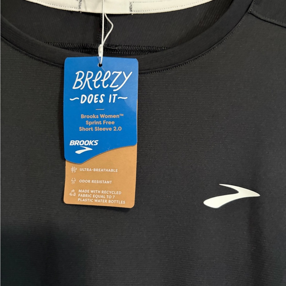 BNWT BROOKS WOMEN'S SPRINT FREE SHORT SLEEVE 2.0 T-SHIRT BLACK US SIZE XXL - Picture 5 of 14